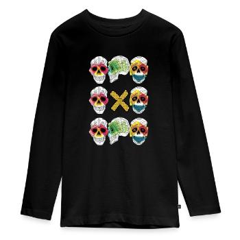 TRIO OF SKULLS - Teenager Premium Organic Long Sleeve Shirt - black - Front - AI Model Kid Female (0cm)