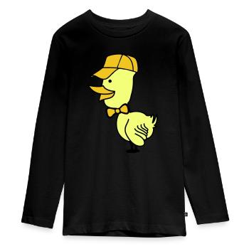ente cap - Teenager Premium Bio Langarmshirt - Schwarz - Vorne - AI Model Kid Female (0cm)
