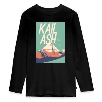 Kailash Abstract - Teenager Premium Bio Langarmshirt - Schwarz - Vorne - AI Model Kid Female (0cm)