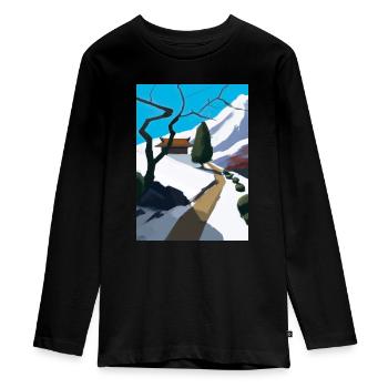 Pfad zu einem Berg - Teenager Premium Bio Langarmshirt - Schwarz - Vorne - AI Model Kid Female (0cm)