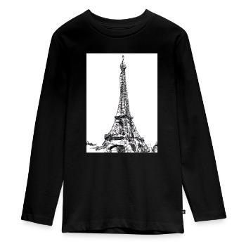 Eiffelturm-Gemälde - Teenager Premium Bio Langarmshirt - Schwarz - Vorne - AI Model Kid Female (0cm)