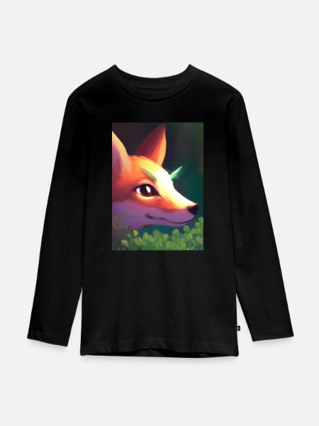 Niedliche Fuchs-Malerei - Teenager Premium Bio Langarmshirt - Schwarz