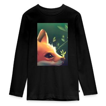 Niedliche Fuchs-Malerei - Teenager Premium Bio Langarmshirt - Schwarz - Vorne - AI Model Kid Female (0cm)