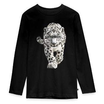 Schneeleopard - Teenager Premium Bio Langarmshirt - Schwarz - Vorne - AI Model Kid Female (0cm)