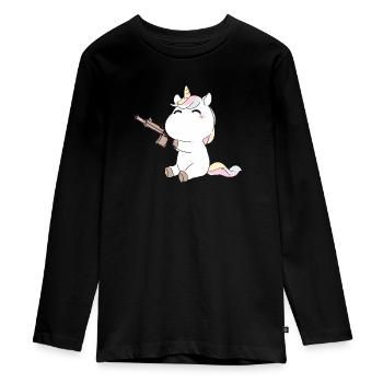 petite licorne fun et mignone - T-shirt manches longues Premium Ado - noir - Devant - AI Model Kid Female (0cm)
