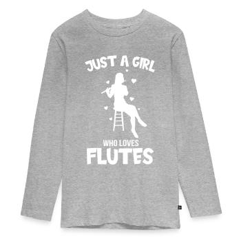Flûte flûte flûte fille Flûtiste Flûtiste - T-shirt manches longues Premium Ado - gris chiné - Devant