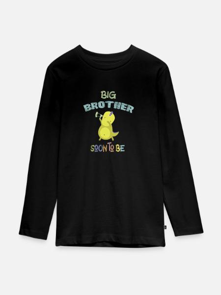 Big Brother Soon to be Baby Announcement DinoDab - Teenager Premium Organic Long Sleeve Shirt - black