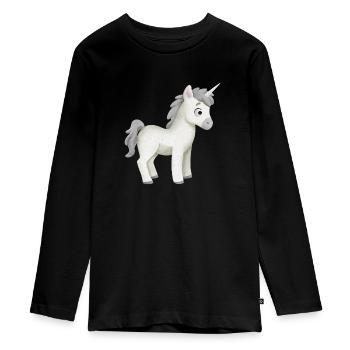 Einhorn - Teenager Premium Bio Langarmshirt - Schwarz - Vorne - AI Model Kid Female (0cm)