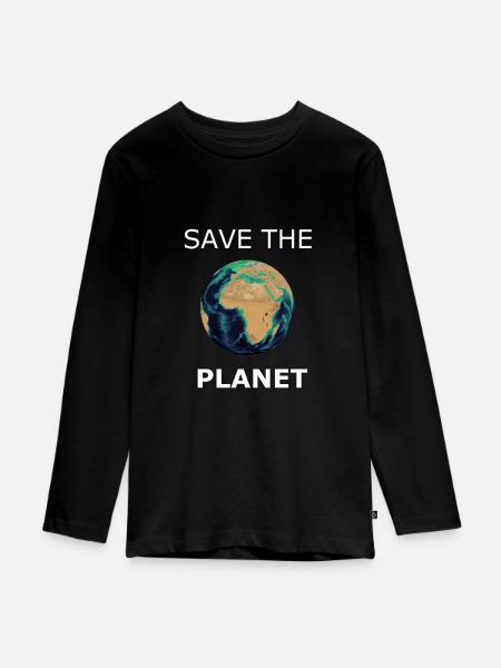 save the Planet - Teenager Premium Bio Langarmshirt - Schwarz