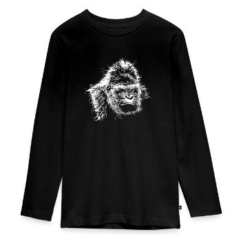 Gorillakopf Affenkopf Kopf Menschenaffe Urwald - Teenager Premium Bio Langarmshirt - Schwarz - Vorne - AI Model Kid Female (0cm)