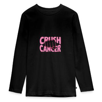 Smash cancer avec ruban rose poing - T-shirt manches longues Premium Ado - noir - Devant - AI Model Kid Female (0cm)
