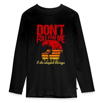 Kletterwand Bouldern Felsen Kletterer Felsklettern - Teenager Premium Bio Langarmshirt - Schwarz - Vorne - AI Model Kid Female (0cm)