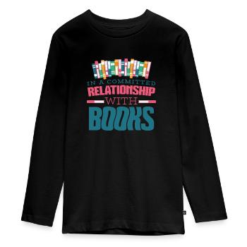Book Gift Books Reader Book Lover Reading - Teenager Premium Organic Long Sleeve Shirt - black - Front - AI Model Kid Female (0cm)