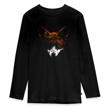 fox - Teenager Premium Organic Long Sleeve Shirt - black - Front - AI Model Kid Female (0cm)
