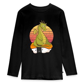 Sushi Drache - Teenager Premium Bio Langarmshirt - Schwarz - Vorne - AI Model Kid Female (0cm)