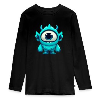 KiddyTikki One - Teenager Premium Bio Langarmshirt - Schwarz - Vorne - AI Model Kid Female (0cm)