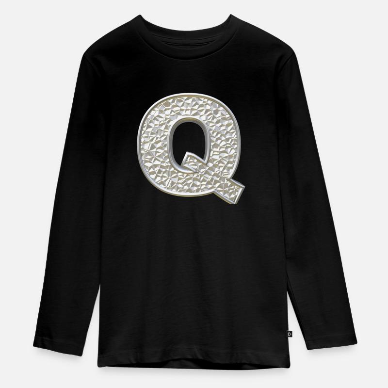 Q, lettre, lettre Q, initiale, initiale Q, monogramme, - T-shirt manches longues Premium Ado - noir