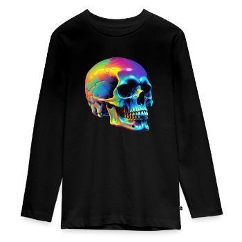 Skull - Teenager Premium Bio Langarmshirt - Schwarz - Vorne - AI Model Kid Female (0cm)