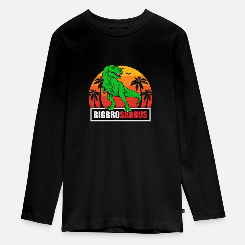 Big Bro Saurus - Teenager Premium Bio Langarmshirt - Schwarz