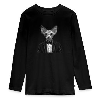 Chief Cat - Teenager Premium Organic Long Sleeve Shirt - black - Front - AI Model Kid Female (0cm)