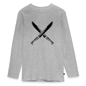 Couteaux - T-shirt manches longues Premium Ado - gris chiné - Devant