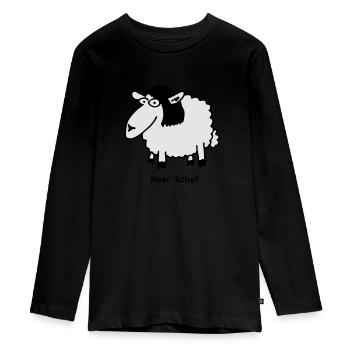haar_schaf - Teenager Premium Bio Langarmshirt - Schwarz - Vorne - AI Model Kid Female (0cm)