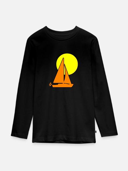 Segeln - Teenager Premium Bio Langarmshirt - Schwarz
