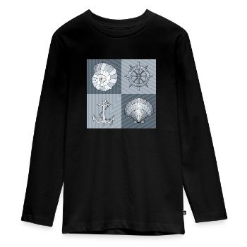 Symboles maritimes - T-shirt manches longues Premium Ado - noir - Devant - AI Model Kid Female (0cm)