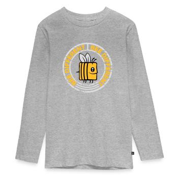 bee different Spruch Zitat - Teenager Premium Bio Langarmshirt - Grau meliert - Vorne