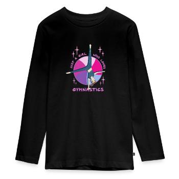 Anime Gymnastique Grande Roue Fille Étoiles - T-shirt manches longues Premium Ado - noir - Devant - AI Model Kid Female (0cm)