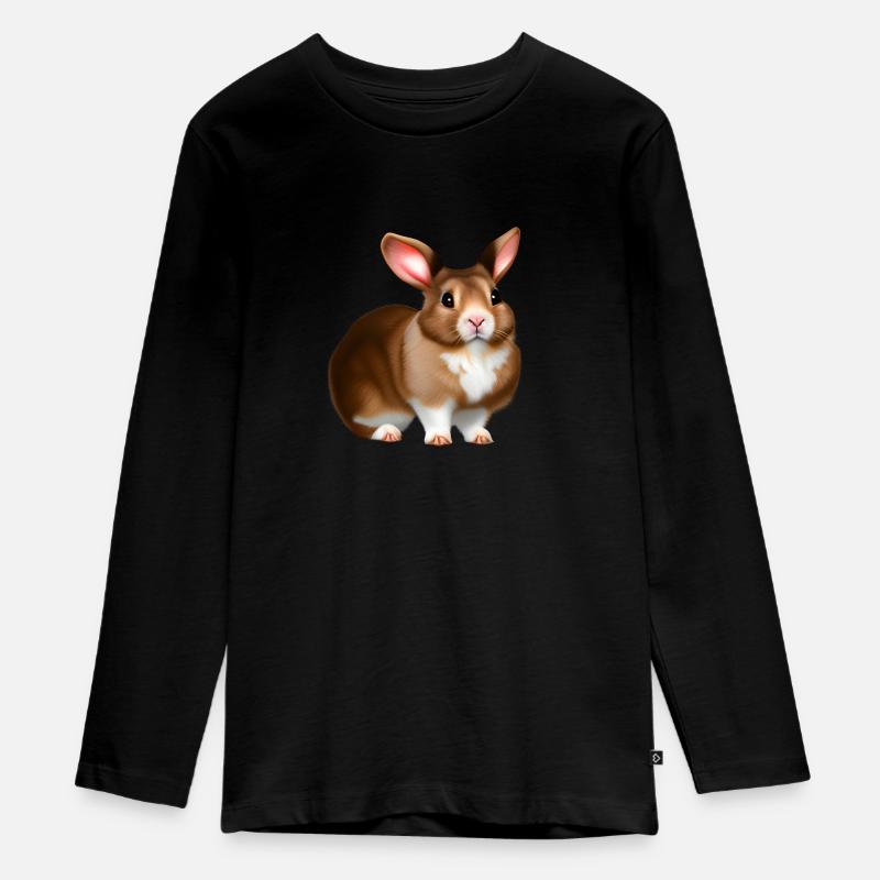 Für Ostern ein süßes Hasen Motiv - Teenager Premium Bio Langarmshirt - Schwarz