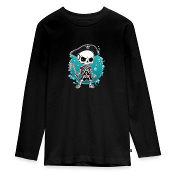 Piraten-Skelett - Teenager Premium Bio Langarmshirt - Schwarz - Vorne - AI Model Kid Female (0cm)