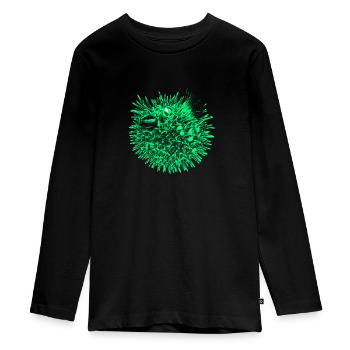 Globefish (Neon) - Teenager Premium Organic Long Sleeve Shirt - black - Front - AI Model Kid Female (0cm)
