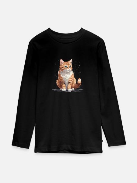 süße rote mieze - Teenager Premium Bio Langarmshirt - Schwarz
