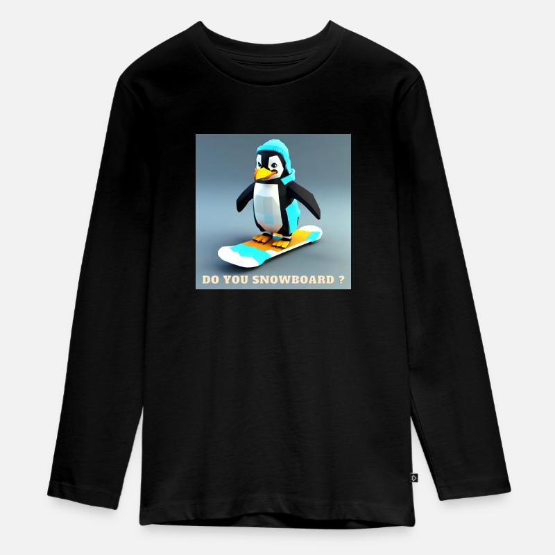 Snowboard Pingu - T-shirt manches longues Premium Ado - noir