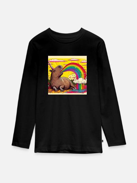 Capybara - Teenager Premium Bio Langarmshirt - Schwarz