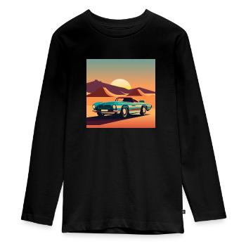 Oldtimer / Auto / Sportwagen - Teenager Premium Bio Langarmshirt - Schwarz - Vorne - AI Model Kid Female (0cm)