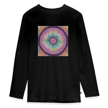 Muster pastell1 - Teenager Premium Bio Langarmshirt - Schwarz - Vorne - AI Model Kid Female (0cm)