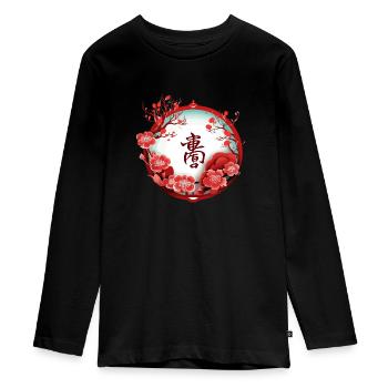 Nouvel an chinois - T-shirt manches longues Premium Ado - noir - Devant - AI Model Kid Female (0cm)