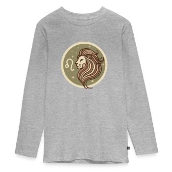 Design « Majesté dorée » - T-shirt manches longues Premium Ado - gris chiné - Devant