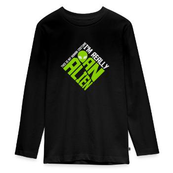 Citation extraterrestre de costume humain - T-shirt manches longues Premium Ado - noir - Devant - AI Model Kid Female (0cm)