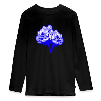 Zwei Schöne Rose Blüte Blatt 2 Röschen Rosenstrauß - Teenager Premium Bio Langarmshirt - Schwarz - Vorne - AI Model Kid Female (0cm)