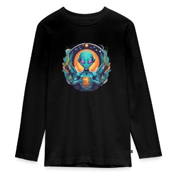 Alien - Teenager Premium Organic Long Sleeve Shirt - black - Front - AI Model Kid Female (0cm)