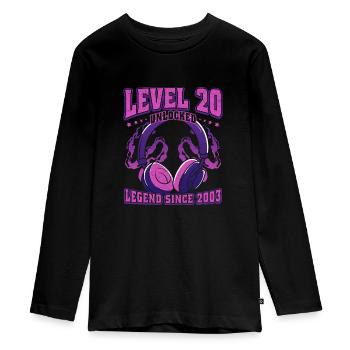 20.Geburtstag LVL20 unlocked 2003 Vintage - Teenager Premium Bio Langarmshirt - Schwarz - Vorne - AI Model Kid Female (0cm)