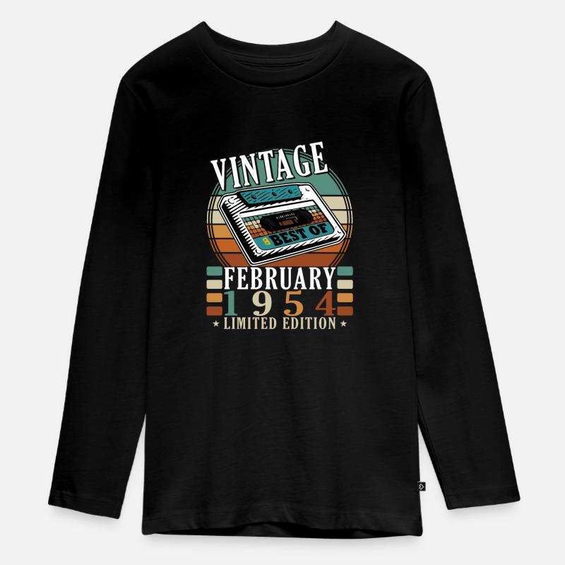 Februar 1954 Vintage Retro Geburtstagsgeschenk - Teenager Premium Bio Langarmshirt - Schwarz
