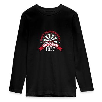 Darts Dartboard 1967 October Birthday - Teenager Premium Organic Long Sleeve Shirt - black - Front - AI Model Kid Female (0cm)