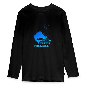 Pêche au sandre - T-shirt manches longues Premium Ado - noir - Devant - AI Model Kid Female (0cm)