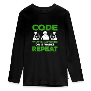 Programmierer IT Programmieren Geschenk Routine - Teenager Premium Bio Langarmshirt - Schwarz - Vorne - AI Model Kid Female (0cm)