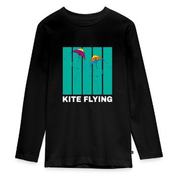 Kite Flying Saying Kite Flying Gift - Teenager Premium Organic Long Sleeve Shirt - black - Front - AI Model Kid Female (0cm)