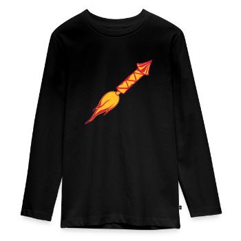 fire flames burn hot fast end ra - Teenager Premium Organic Long Sleeve Shirt - black - Front - AI Model Kid Female (0cm)